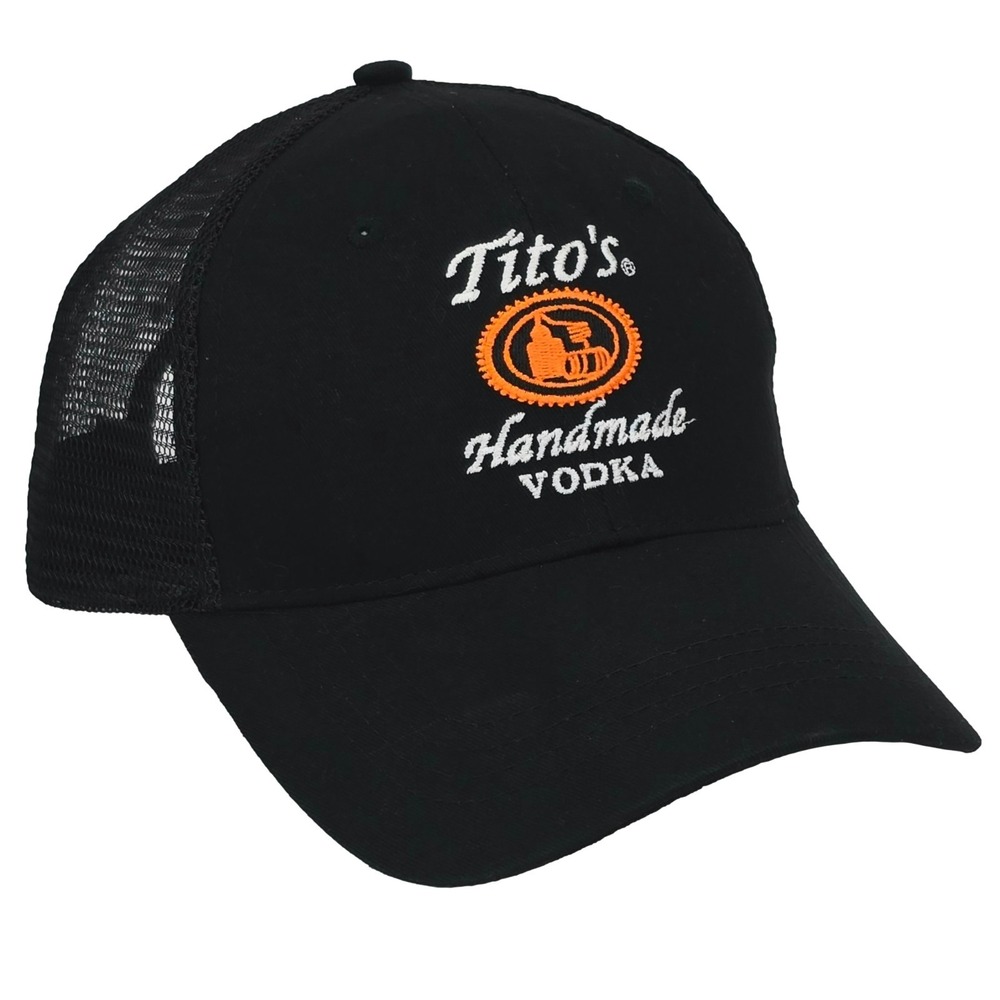 Tito's Handmade Vodka Trucker Hat OSFM‎ Black Austin Texas Mesh Snapback Cap